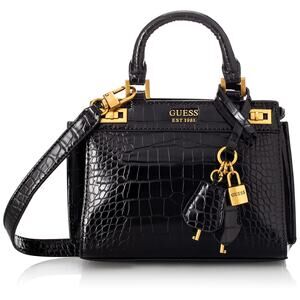 "Guess Womens Katey Croc Mini Crossbody Bag, Black, One Size: Sleek and Stylish"